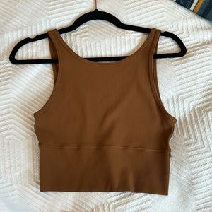 Lululemon Athletica brown align ribbed high neck reversible tank top size 6